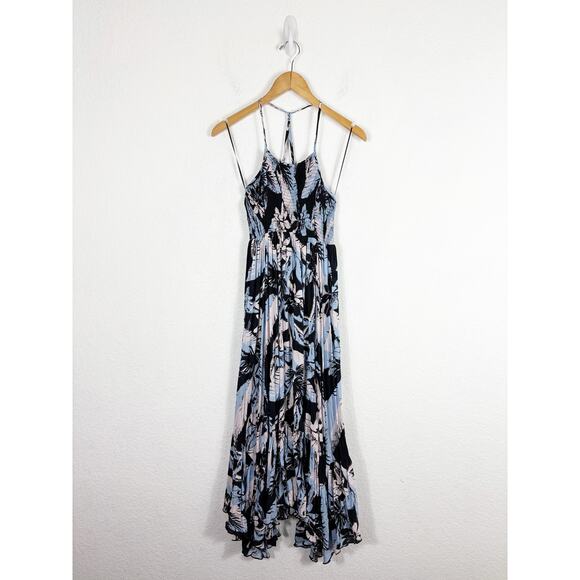 Free People Heat Wave Printed Maxi Slip Dress Large Blue Floral Bohemian - Picture 3 of 13